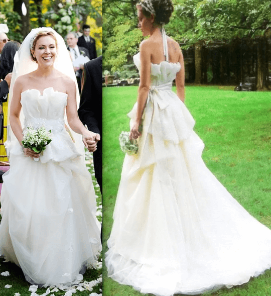 Алиса Милано в свадебном платье от Vera Wang