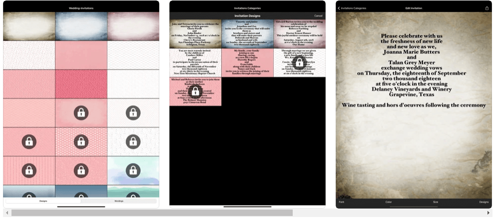 Специальное приложение Wedding-Invitations на iPhone