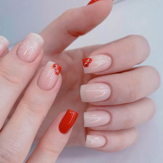 Красный свадебный маникюр